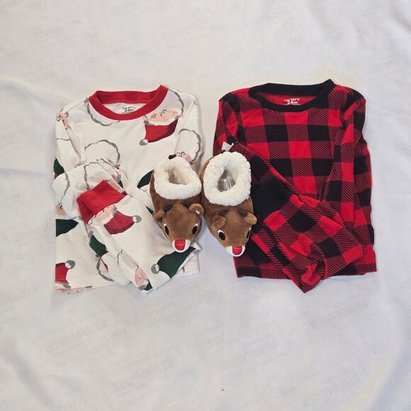 Carter's Toddler Christmas Pajama Bundle Of Two With Slippers. 24mo - Picture 1 of 3